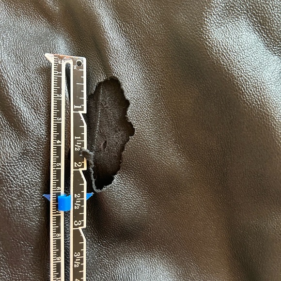 Black Sheared Beaver & Leather Reversible Coat with Fox Fur Lined Hood M/L - Picture 10 of 13